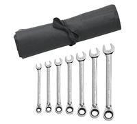 GEARWRENCH Set di chiavi combinate a cricchetto reversibili a 12 punti SAE, 7 pezzi, con rullo portautensili - 9567RN