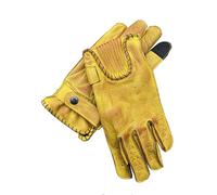 GearX Guanti da guida in morbida pelle per moto, da garage, bobber, chopper, cruiser, Giallo, L