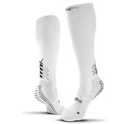 GEARXPro - Calza a Compressione - Doppio Grip - Migliora il Flusso Sanguigno - Stabilità, Controllo e Traspirabilità, Calze Calcio e Running (IT, Testo, S, Regular, Regular, S-, Bianco)
