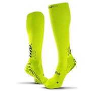 GEARXPro - Calza a Compressione - Doppio Grip - Migliora il Flusso Sanguigno - Stabilità, Controllo e Traspirabilità, Calze Calcio e Running (IT, Testo, S, Regular, Regular, S+, Giallo Fluo)