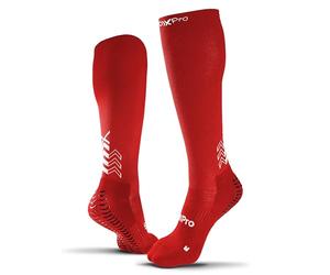 GEARXPro - Calza a Compressione - Doppio Grip - Migliora il Flusso Sanguigno - Stabilità, Controllo e Traspirabilità, Calze Calcio e Running (IT, Testo, XS, Regular, Regular, XS-, Rosso)