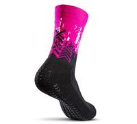 GEARXPro - Calze Padel Professionali - Massima Stabilità e Aumento Performance - Riduzione Distorsioni - Protezione Tallone Comfort (IT, Testo, L, Regular, Regular, Black Fluo Fuchsia)