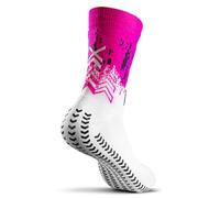 GEARXPro - Calze Padel Professionali - Massima Stabilità e Aumento Performance - Riduzione Distorsioni - Protezione Tallone Comfort (IT, Testo, L, Regular, Regular, White Fluo Fuchsia)