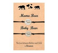 Geavonyg 2 PCS Promise Bracciale Bear Charm Canndant Rope Chain Braccialetti Intrecciati per Mom Sonters Sisters Best Amici Bracciale per Le Donne