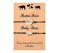 Geavonyg 2 PCS Promise Bracciale Bear Charm Canndant Rope Chain Braccialetti Intrecciati per Mom Sonters Sisters Best Amici Bracciale per Le Donne