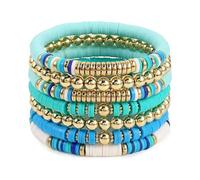 Geavonyg Bracciale Elastico Bracciale in Perline con Perle Colorate Presenti per La Spiaggia E Appassionati Viaggi Fatti A Mano