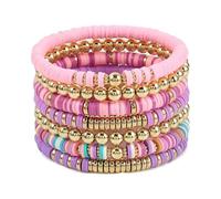 Geavonyg Bracciale Elastico Bracciale in Perline con Perle Colorate Presenti per La Spiaggia E Appassionati Viaggi Fatti A Mano