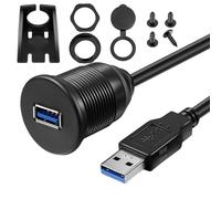 Geavonyg Cavo Prolunga Uditivo USB 3.0 Maschio-Femmina per Cruscotti Auto E Marine con Protezioni L'acqua Adattatore USB Montaggio A Pannello da 1/2 Metro