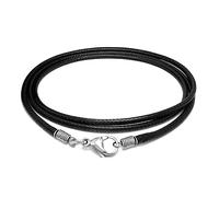 Geavonyg Collana della Collana Pelli con Corda Intrecciata con Intrecciata in Acciaio Inossidabile 2 Mm Nera Gioielli Fai -da -Te Che Producono