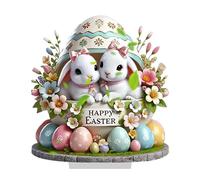 Geavonyg Coniglietti Figurine Decorazione Pasqua Centrotavola Uova Acriliche Conigli Statua Conigli Scultura Decorazioni per La Casa Uova Statua Coniglio