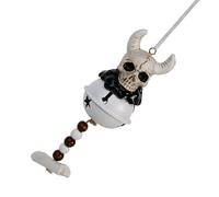 Geavonyg Devil Skull Head Windchime Halloween Decoration Resins Bellie in Metallo Arte Appesa Arte per Porta Finestra Orrore Horror Decors Gothic Diavolo Bellico Canna Resine Craft