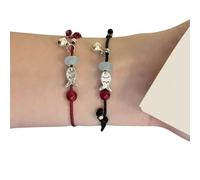 Geavonyg Motivi Pesce Gemelli Braccialetti in Corda Intrecciata Morbida Thread in Rosso Coppia Fatti A Mano Accessori per L'amante della Semplice Pesce Design Bracciale