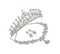 Geavonyg Set Gioielli Da Sposa Con Scintillanti Con Copricapo A E Orecchini Pendenti Per Matrimoni E Serate Gala. Elegante Set Gioielli Per Feste