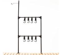 Geavonyg Supporto per Lampada da Campeggio Pentole Pieghevole Multifunzione Portaoggetti Attrezzi da Esterno con Ganci Lanterna Pieghevole Ripiano