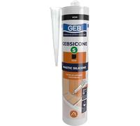 GEB GEBSICONE S sigillante siliconico acetico ad alta elasticità per sigillatura, calafataggio e incollaggio tecnico. Alta resistenza e alta adesione, 310 ml, nero
