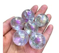 GEBBEM Cristallo Naturale Grezzo Pietra di Cristallo Artigianato Popolare Sfera Arcobaleno Angelo Aura Crepa Sfere di Cristallo for la Decorazione Domestica 3 Pezzi 25 mm
