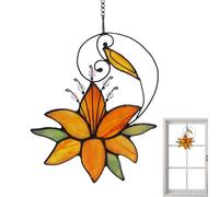 Gebeizte Acryl Sonnenfänger - Lily-gebeizte Acryl-Fensterbehänge, Blumendekor Sonnenfänger AnhängerBunter Türhänger, Wohndekorationge | Beizter Floraler Fensteranhänger Gebeiztes Acrylplatte Handbema