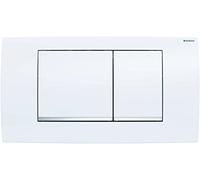 Geberit 115.899.KJ.1 Placca di Comando Twinline, 34 x 18.5 x 3.2 cm, Bianco | Placca Scarico WC per Risciacquo a 2 Quantità, Doppio Tasto, Completo di Telaio di Fissaggio