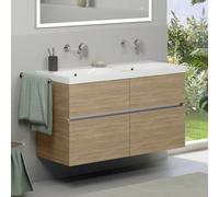 Geberit Acanto lavabo doppio, evineo ineo5 evo mobile, La: 120 cm, 4 scomparti estraibili, con maniglia incassata,, 500628018+BE0980OA, Acanto [Mobili da Bagno > Mobili con Doppio Lavabo]