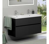 Geberit Acanto lavabo doppio, evineo ineo5 evo mobile, La: 120 cm, 4 scomparti estraibili, con maniglia incassata,, 500627018+BE0980BM, Acanto [Mobili da Bagno > Mobili con Doppio Lavabo]