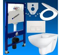 Geberit Elemento da Parete + Grohe Tiefspuel Wc senza Brida Delta 50 Sedile Set