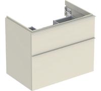 Mobiletto Geberit iCon per lavabo, 2 cassetti, 74x61,5x47,6 cm, 502304, Colorazione: Frontale/carcassa: grigio sabbia/laccato lucido, maniglia: grigio sabbia/opaco verniciato a polvere - 502.304.JL.1