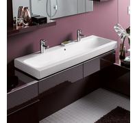 Geberit iCon lavabo 120x48,5cm bianco, 124020 con due fori per rubinetto, colorazione: Bianco, con KeraTect