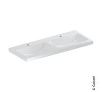 Geberit iCon Light lavabo double, 120 cm x 48 cm, avec 2 trous pour robinets, sans trop-plein,501838, 501838006, 501838006, Colorazione: bianco/ KeraTect - CM