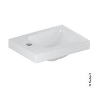 Geberit iCon Light lave-mains, 38 cm x 28 cm, avec trou de robinetterie à gauche, sans trop-plein, surface de pose à gauche, 501831, 501831002, 501831002, Colorazione: bianco/KeraTect - CM