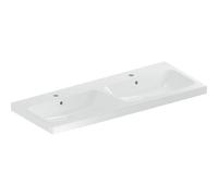 Lavabo doppio Geberit iCon Light, 120 cm x 48 cm, con 2 fori per rubinetto, con sfioratore,501838, Colorazione: bianco/ KeraTect - 501.838.00.2