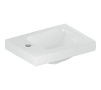 Lavamano Geberit iCon Light, 38 cm x 28 cm, con foro per rubinetto a sinistra, senza troppopieno, ripiano a sinistra, 501831, Colorazione: bianco/KeraTect - 501.831.00.2