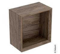 Geberit iCon mensola quadrata, 22,5x23,3x13,2 cm, 502321, Colorazione: Frontale/carcassa: noce hickory/melamina texture legno, manico: lava/verniciato a polvere opaco - 502.321.JR.1