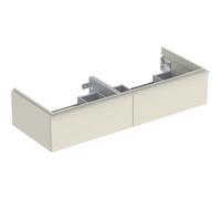 Mobiletto Geberit iCon per lavabo doppio, 2 cassetti, 118,4x24,7x47,6 cm, 502314, Colorazione: Frontale/carcassa: grigio sabbia/laccato lucido, maniglia: grigio sabbia/opaco verniciato a polvere - 502.314.JL.1