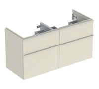 Mobiletto Geberit iCon per lavabo doppio, 4 cassetti, 118,4x61,5x47,6 cm, 502309, Colorazione: Frontale/carcassa: grigio sabbia/laccato lucido, maniglia: grigio sabbia/opaco verniciato a polvere - 502.309.JL.1