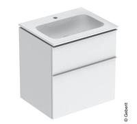 Geberit iCon Set lavabo con mobiletto, 2 cassetti, 60x63x48 cm, 502331, Colorazione: lavabo: bianco, carcassa/sportello: bianco/laccato lucido, maniglia: bianca/verniciata a polvere opaca - 502.335.01.1
