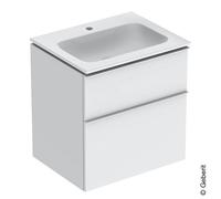 Geberit iCon Set lavabo con mobiletto, 2 cassetti, 60x63x48 cm, 502331, Colorazione: lavabo: bianco, corpo/sportello: bianco/laccato lucido, maniglia: cromata lucida - 502.335.01.3