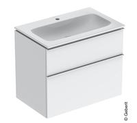 Geberit iCon Set lavabo con mobiletto, 2 cassetti, 75x63x48 cm, 502336, Colorazione: Lavabo: bianco, frontale/carcassa: bianco/laccato lucido, maniglia: cromata brillante - 502.336.01.2