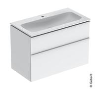 Geberit iCon Set lavabo con mobiletto, 2 cassetti, 90x63x48 cm, 502337, Colorazione: Lavabo: bianco, frontale/carcassa: bianco/laccato lucido, maniglia: bianco/opaco verniciato a polvere - 502.337.01.1