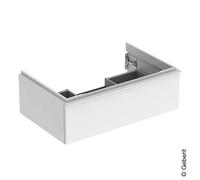 Geberit iCon armoire basse pour lavabo, 1 tiroir, 74x24,7x47,6 cm, 502311, 502311011, 502311011, Colorazione: Frontale/carcassa: bianco/laccato lucido, maniglia: bianco/opaco verniciato a polvere - CM