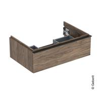 Mobiletto Geberit iCon per lavabo, 1 cassetto, 74x24,7x47,6 cm, 502311, Colorazione: Frontale/carcassa: noce hickory/melamina texture legno, manico: lava/verniciato a polvere opaco - 502.311.JR.1