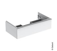 Geberit iCon Armoire basse pour lavabo, 1 tiroir, 88,8x24,7x47,6 cm, 502312, 502.312.01.2, 502.312.01.2, Colorazione: Frontale/carcassa: bianco/laccato lucido, manico: cromato lucido