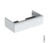Geberit iCon Armoire basse pour lavabo, 1 tiroir, 88,8x24,7x47,6 cm, 502312, 502.312.01.3, 502.312.01.3, Colorazione: Frontale/carcassa: bianco/laccato opaco, maniglia: bianca/verniciata a polvere opa