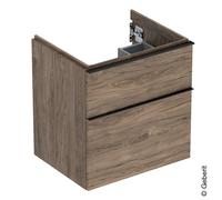 Mobiletto Geberit iCon per lavabo, 2 cassetti, 59,2x61,5x47,6 cm, 502303, Colorazione: Frontale/carcassa: noce hickory/melamina texture legno, manico: lava/verniciato a polvere opaco - 502.303.JR.1