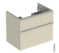 Geberit iCon armoire basse pour lavabo, 2 tiroirs, 74x61,5x47,6 cm, 502304, 502.304.JL.1, 502.304.JL.1, Colorazione: Frontale/carcassa: grigio sabbia/laccato lucido, maniglia: grigio sabbia/opaco vern