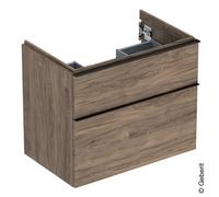 Mobiletto Geberit iCon per lavabo, 2 cassetti, 74x61,5x47,6 cm, 502304, Colorazione: Frontale/carcassa: noce hickory/melamina texture legno, manico: lava/verniciato a polvere opaco - 502.304.JR.1
