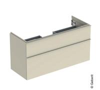 Geberit iCon armoire basse pour lavabo, 2 tiroirs, 118,4x61,5x47,6 cm, 502306, 502.306.JL.1, 502.306.JL.1, Colorazione: Frontale/carcassa: grigio sabbia/laccato lucido, maniglia: grigio sabbia/opaco v