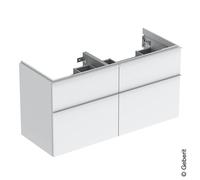 Mobiletto Geberit iCon per lavabo doppio, 4 cassetti, 118,4x61,5x47,6 cm, 502309, Colorazione: Frontale/carcassa: bianco/laccato lucido, maniglia: bianco/opaco verniciato a polvere - 502.309.01.1