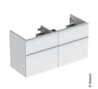 Mobiletto Geberit iCon per lavabo doppio, 4 cassetti, 118,4x61,5x47,6 cm, 502309, Colorazione: Frontale/carcassa: bianco/laccato opaco, maniglia: bianca/verniciata a polvere opaca - 502.309.01.3