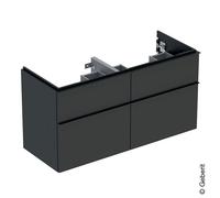 Mobiletto Geberit iCon per lavabo doppio, 4 cassetti, 118,4x61,5x47,6 cm, 502309, Colorazione: Frontale/carcassa: lava/opaco laccato, manico: lava/opaco verniciato a polvere - 502.309.JK.1