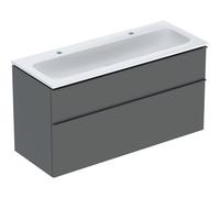 Geberit iCon Set lavabo con mobiletto, 2 cassetti, 120x63x48 cm, 502334, Colorazione: lavabo: bianco/KeraTect, frontale/carcassa: lava/opaco laccato, maniglia: lava/opaco verniciato a polvere - 502.334.JK.1